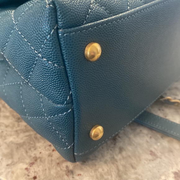 Chanel teal caviar flapbag coco handle - Picture 9 of 12